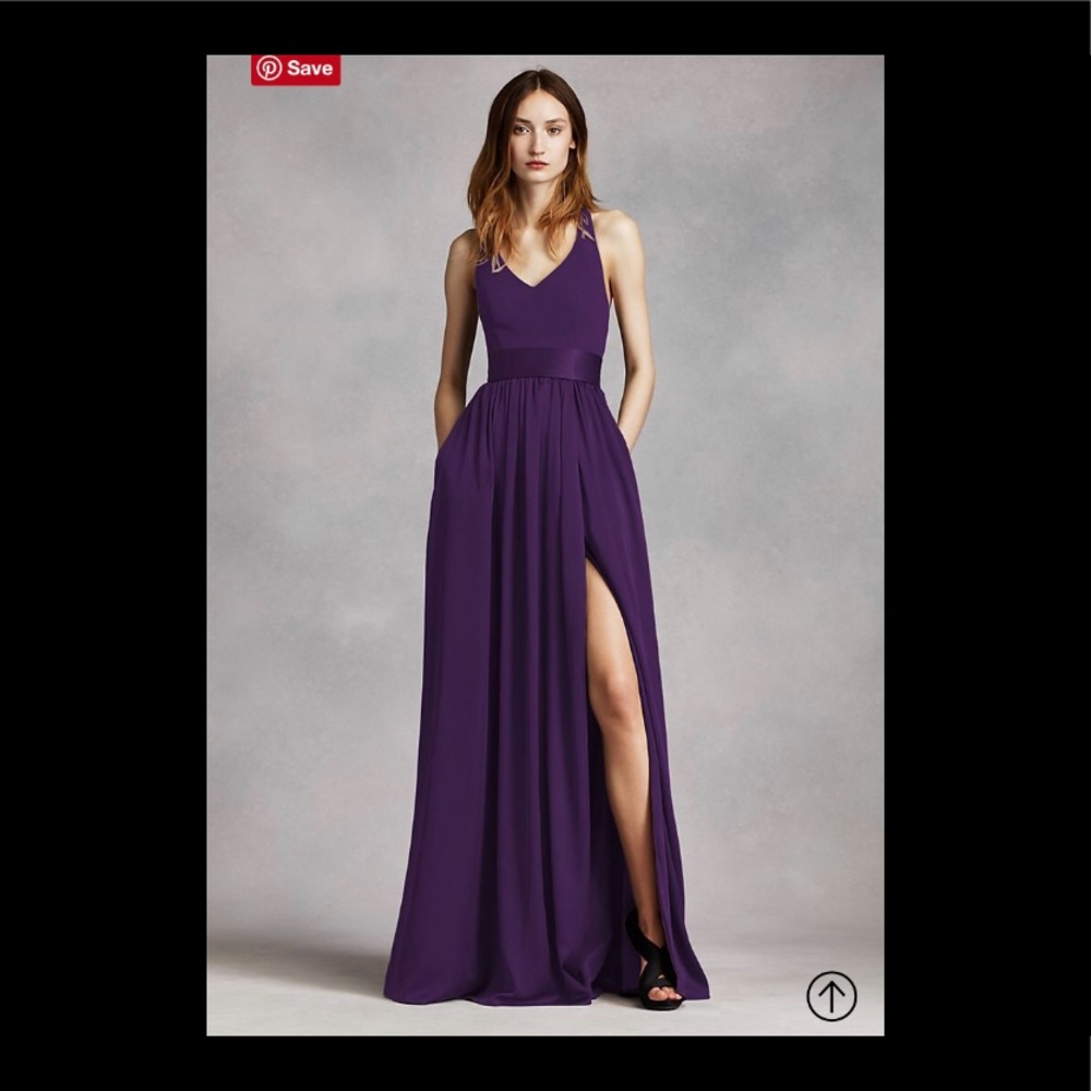 David’s Bridal Bridesmaid V Neck Halter Gown